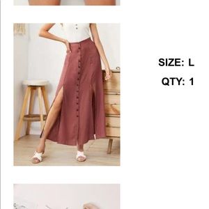 Button down double slit maxi skirt